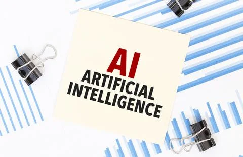 Yellow sticky notes with text AI - Artificial Intelligence on the white off.. Stock Photos