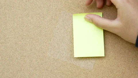 Yellow sticky notes on the wall Video stock 154976851