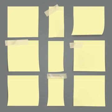Yellow Sticky Notes On Wall Stock Illustration