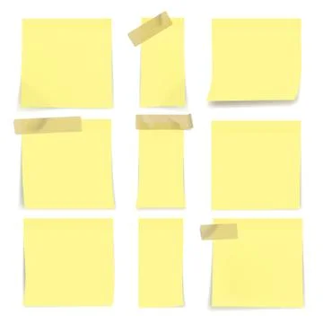Yellow Sticky Notes On Wall On White Background Stock Illustration