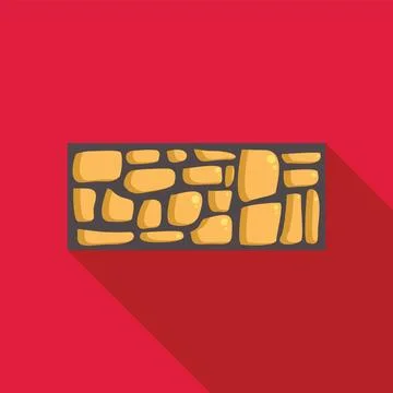Yellow stone wall casting long shadow on red background Stock Illustration