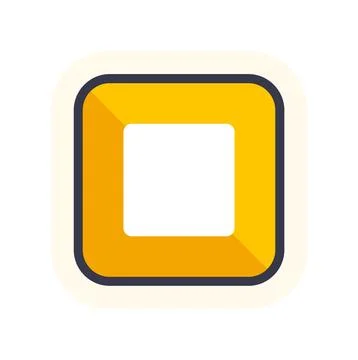 Yellow stop button icon for media player interface 库存插图