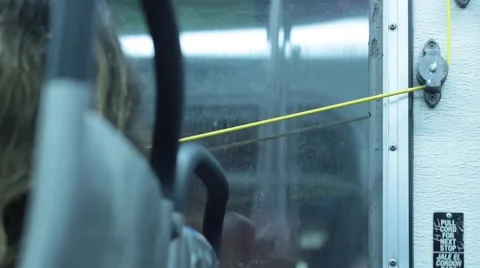 Yellow stop request cable in bus Stock Footage 47466801