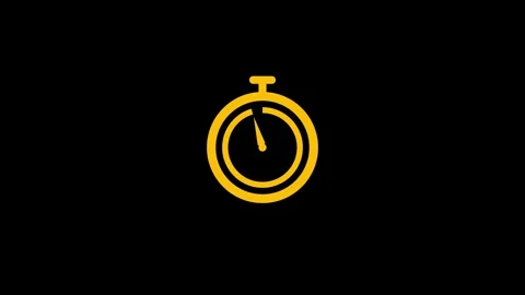 Yellow Stopwatch Icon on Black Background Stock Footage 333154177