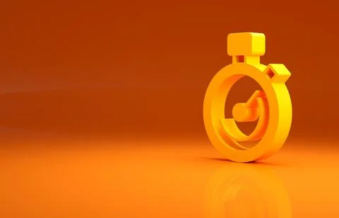 Yellow Stopwatch icon isolated on orange background. Time timer sign Stock Illustration