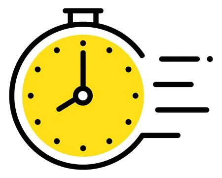 Yellow Stopwatch Speed Icon with Motion Lines Vector Illustration Illustrazione stock