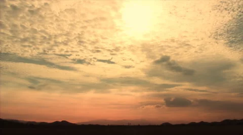 Yellow stratus clouds on dark blue sky. Stock Footage 281851610