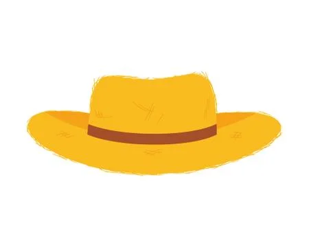 Yellow straw hat cartoon. Vector Illustration Stock Illustration