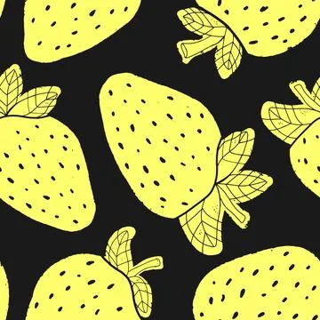 Yellow strawberries. Aged texture. Vector seamless pattern Illustrazione stock