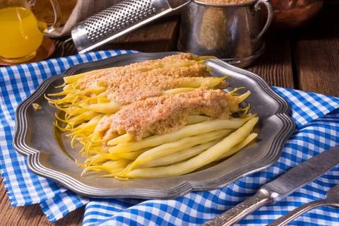 Yellow string bean with bread crumbs yellow string bean with bread crumbs ... Stock Photos