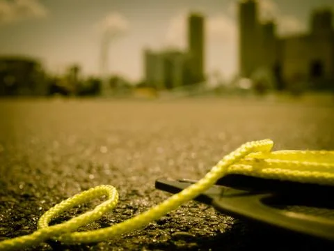 The Yellow String on the Ground at the Construction Site Stock Photos