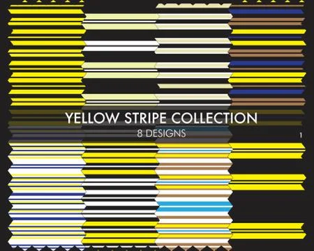 Yellow Stripe Seamless Pattern Collection Stock Illustration