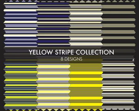 Yellow Stripe Seamless Pattern Collection 库存插图