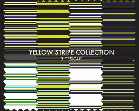 Yellow Stripe Seamless Pattern Collection 库存插图