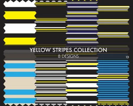 Yellow Stripe Seamless Pattern Collection Stock Illustration