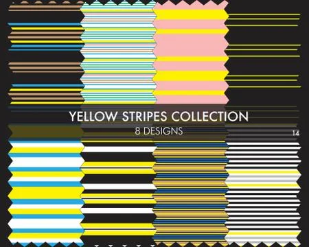 Yellow Stripe Seamless Pattern Collection Stock Illustration