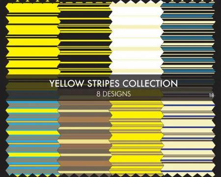 Yellow Stripe Seamless Pattern Collection Stock Illustration