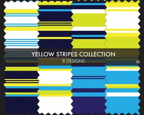 Yellow Stripe Seamless Pattern Collection Stock Illustration
