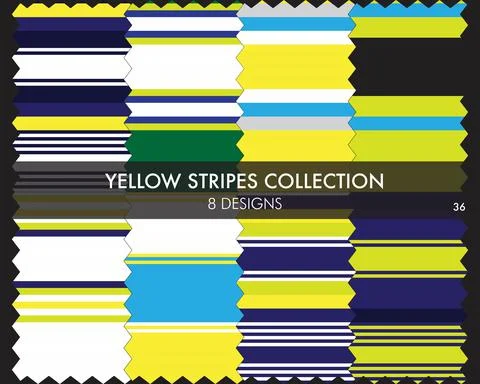Yellow Stripe Seamless Pattern Collection Stock Illustration