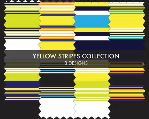 Yellow Stripe Seamless Pattern Collection Stock Illustration