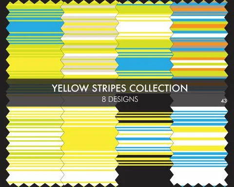 Yellow Stripe Seamless Pattern Collection Stock Illustration