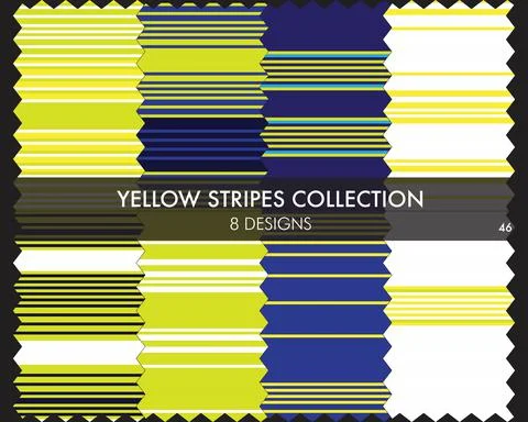 Yellow Stripe Seamless Pattern Collection Stock Illustration