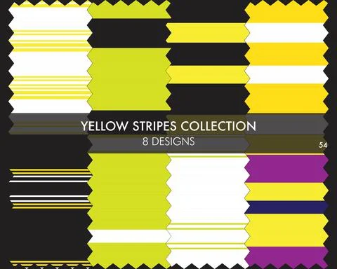 Yellow Stripe Seamless Pattern Collection Stock Illustration