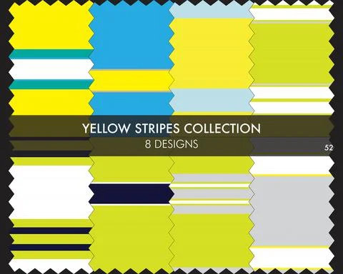 Yellow Stripe Seamless Pattern Collection Stock Illustration