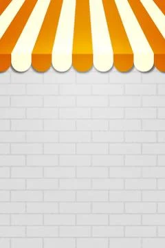 Yellow striped awning backdrop Stock Illustration