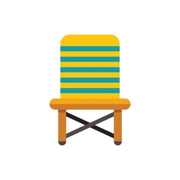 Yellow striped deck chair inviting relaxation on white background Stock Illustration