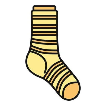 Yellow striped sock icon on white background Stock Illustration