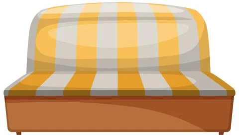 Yellow Striped Sofa Front View Vector Illustration Stock Illustration
