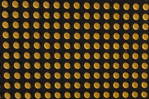 Yellow studs for the blind on a train platform Stock Photos