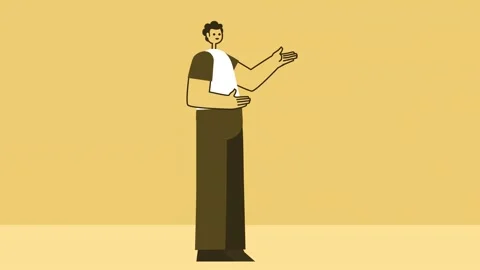 Yellow Style Man Flat Character Speaking and Gesturing.  Isolated Loop Animation Stock-Footage 185663159