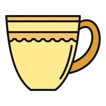 Yellow stylized ceramic cup for hot beverage or drink Stock Illustration