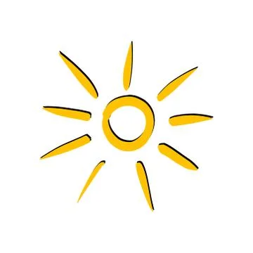 Yellow stylized sun with a black shadow on an isolated white background Stock Illustration