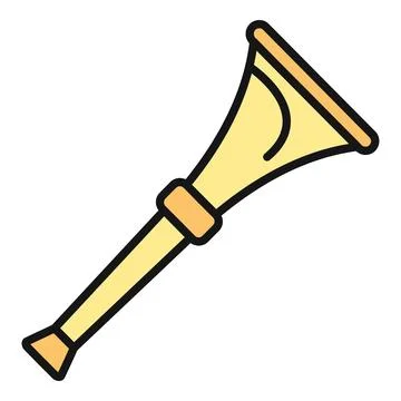 Yellow stylized trumpet or bugle producing sound and music Stock Illustration