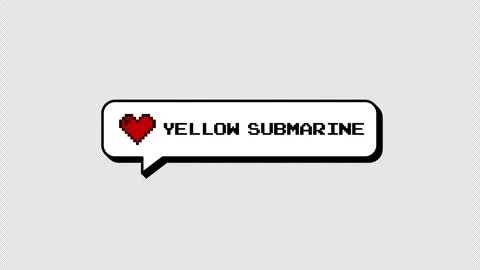 Yellow Submarine 8-bit pixel art balloon in neubrutalism. Alpha. Stock Footage 316774750