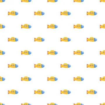 Yellow submarine pattern creating seamless background Illustrazione stock