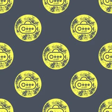 Yellow Submarine Pattern on Dark Grey Background Stock Illustration