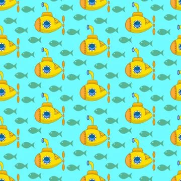 Yellow submarine pattern Stock Illustration