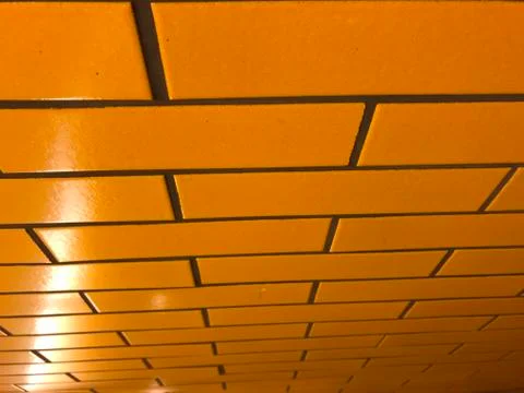 Yellow Subway Tile 스톡 사진