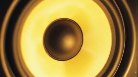 Yellow Subwoofer Speaker Close-up Macro with Flashing Siren Stock Footage 10796600
