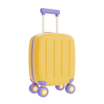 Yellow suitcase isolated on light background, holiday vacation, Time to trave Stock Illustration