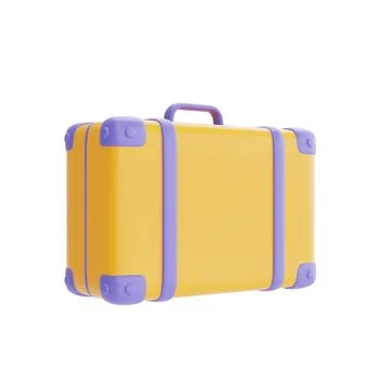 Yellow suitcase isolated on light background, holiday vacation, Time to trave Stock Illustration