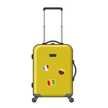 Yellow suitcase isolated vector illustration Stock Illustration