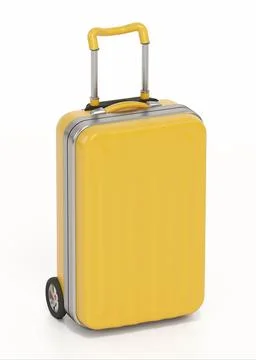 Yellow suitcase isolated on white background. 3D illustration Stockillustratie