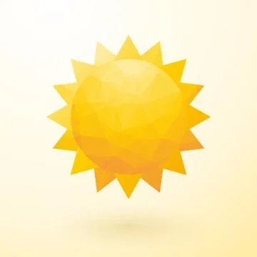 Yellow sun composed of small triangles with shadow Illustrazione stock