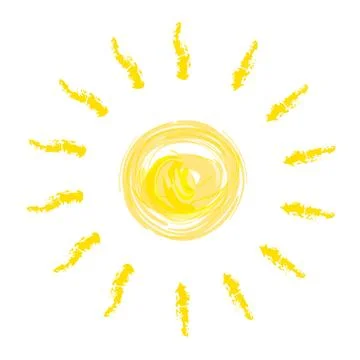 Yellow sun drawn Stock Illustration