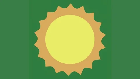 A yellow sun on green background and green screen animated chromakey Vidéo 335701223
